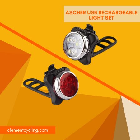 Ascher USB Rechargeable Bike Light Set